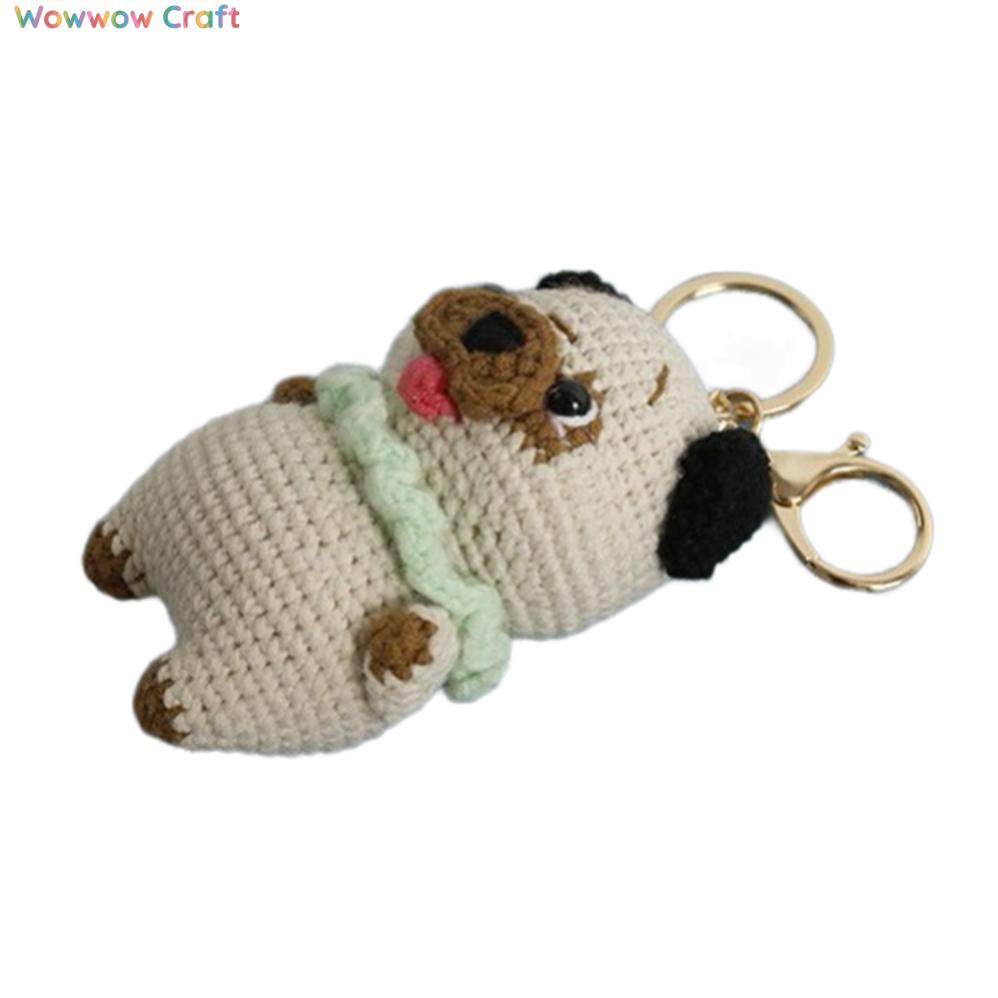 Pendants,Crochet Doll,Cute Hand-Crochet Pug Doll - Hand-Crochet Pendant Keychain